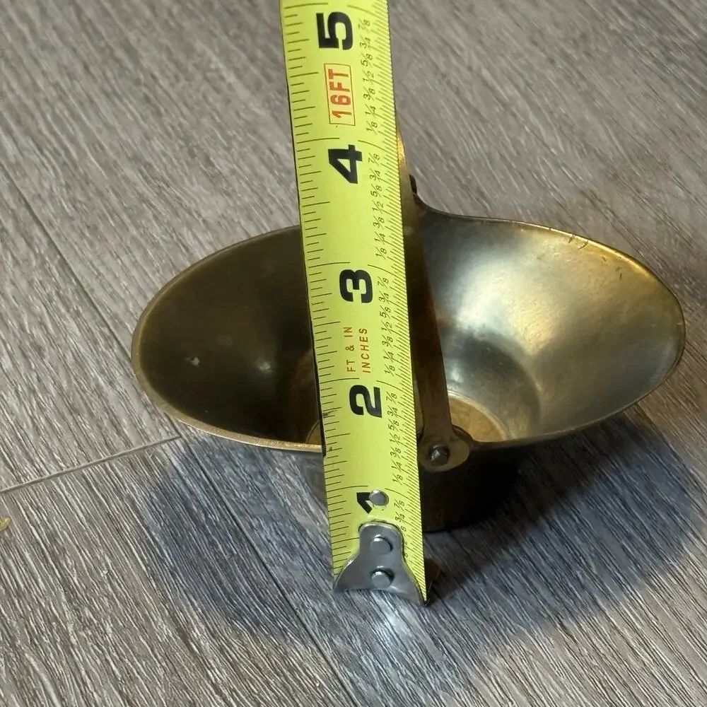 Vintage Hampton Brass Mini Basket Dish Swing Handle India Trinket Bowl 20270